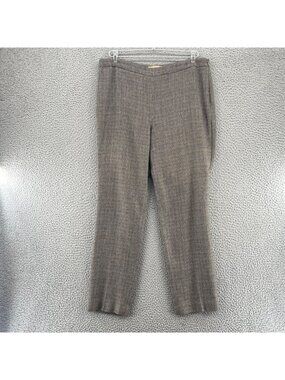 Talbots Pants Womens 12 Petite Brown Wool Blend Straight Leg Office Career Work